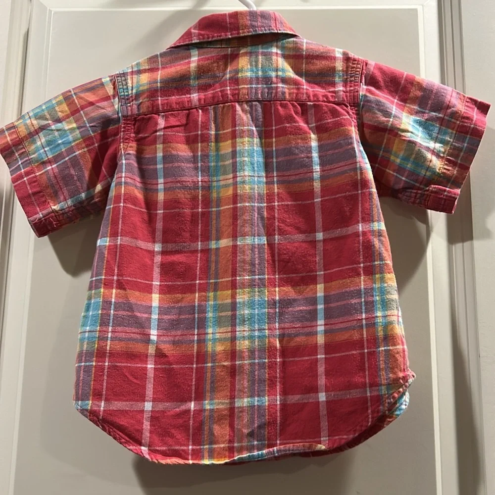 Polo by Ralph Lauren 100%cotton pastel plaid short sleeve button shirt size 2/2T